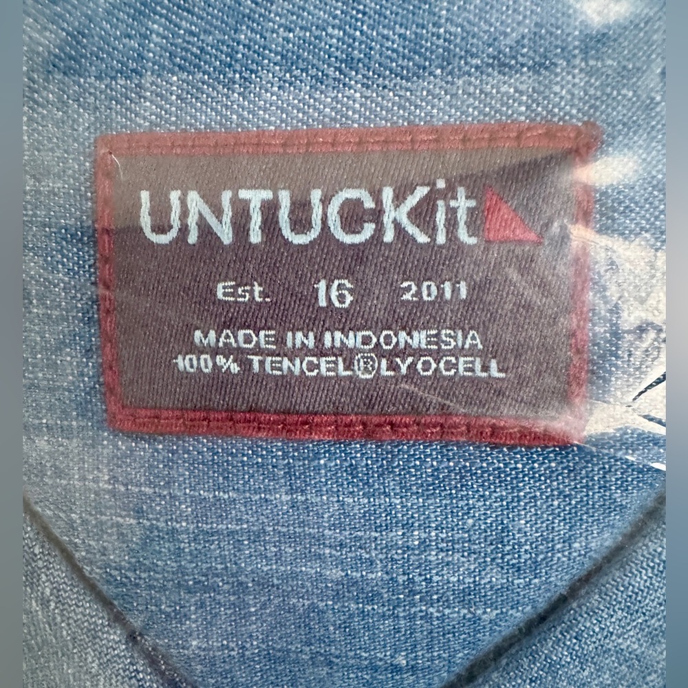 UNTUCKit Zara Blue Chambray Tencel Belted Shirt Dress Long Sleeve NWT Size 16 - Picture 4 of 5